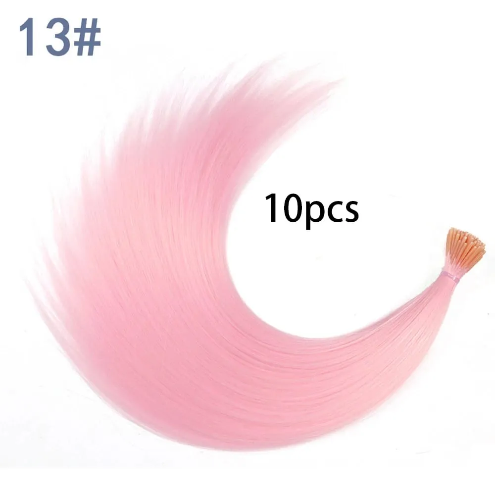 Synthetische farbige I-Tip-Stick-Haarverlängerungen, glattes Haar, 40,6 cm, für Frauen, hohe Temperaturen, 10 Strähnen/Packung, Farben — image 21