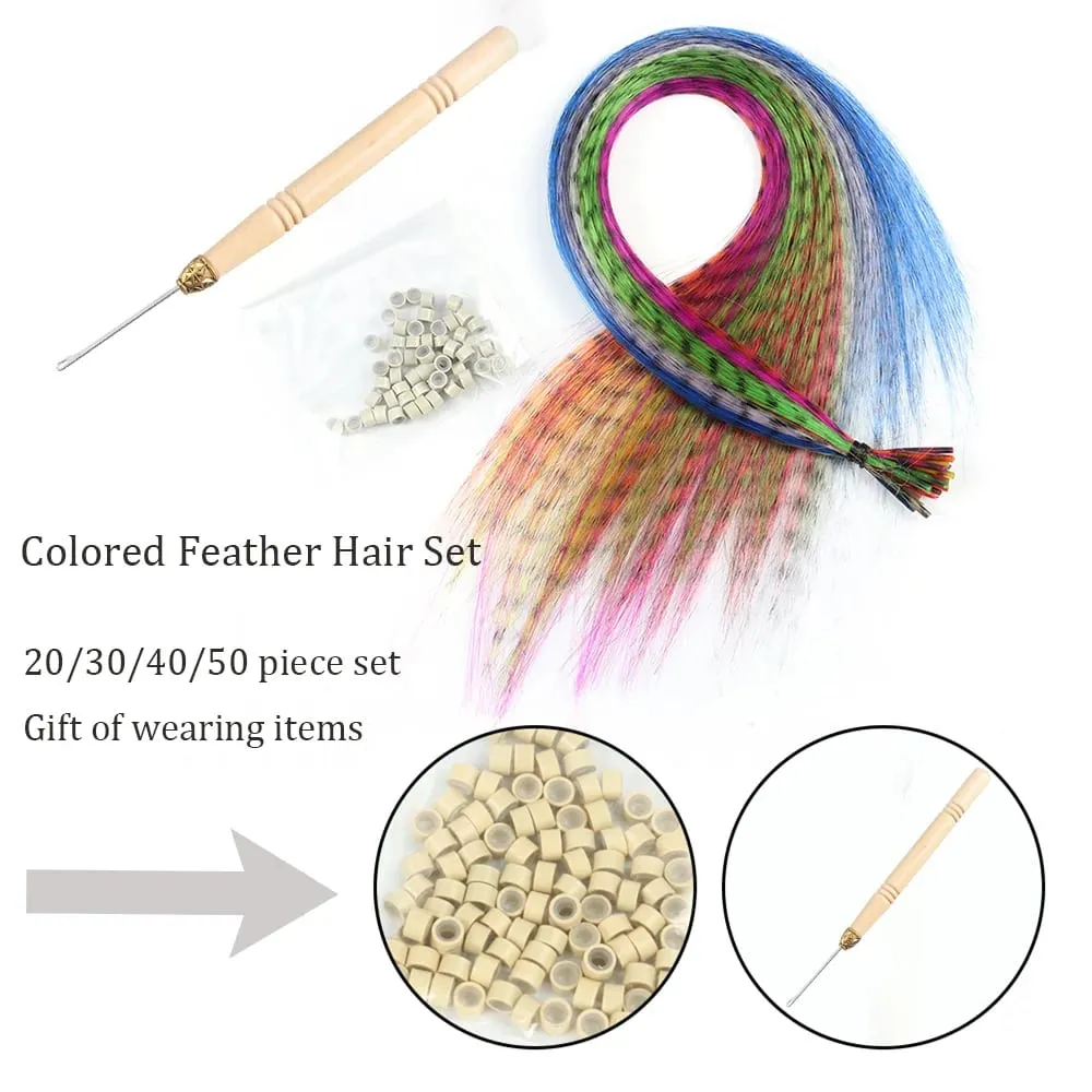 Synthetic Colored for Hair Feather Extensions 20 30 40 50 Pieces Tip 16inch Synthetic Hairpiece Zebra Feather Hair Extensions — image 4