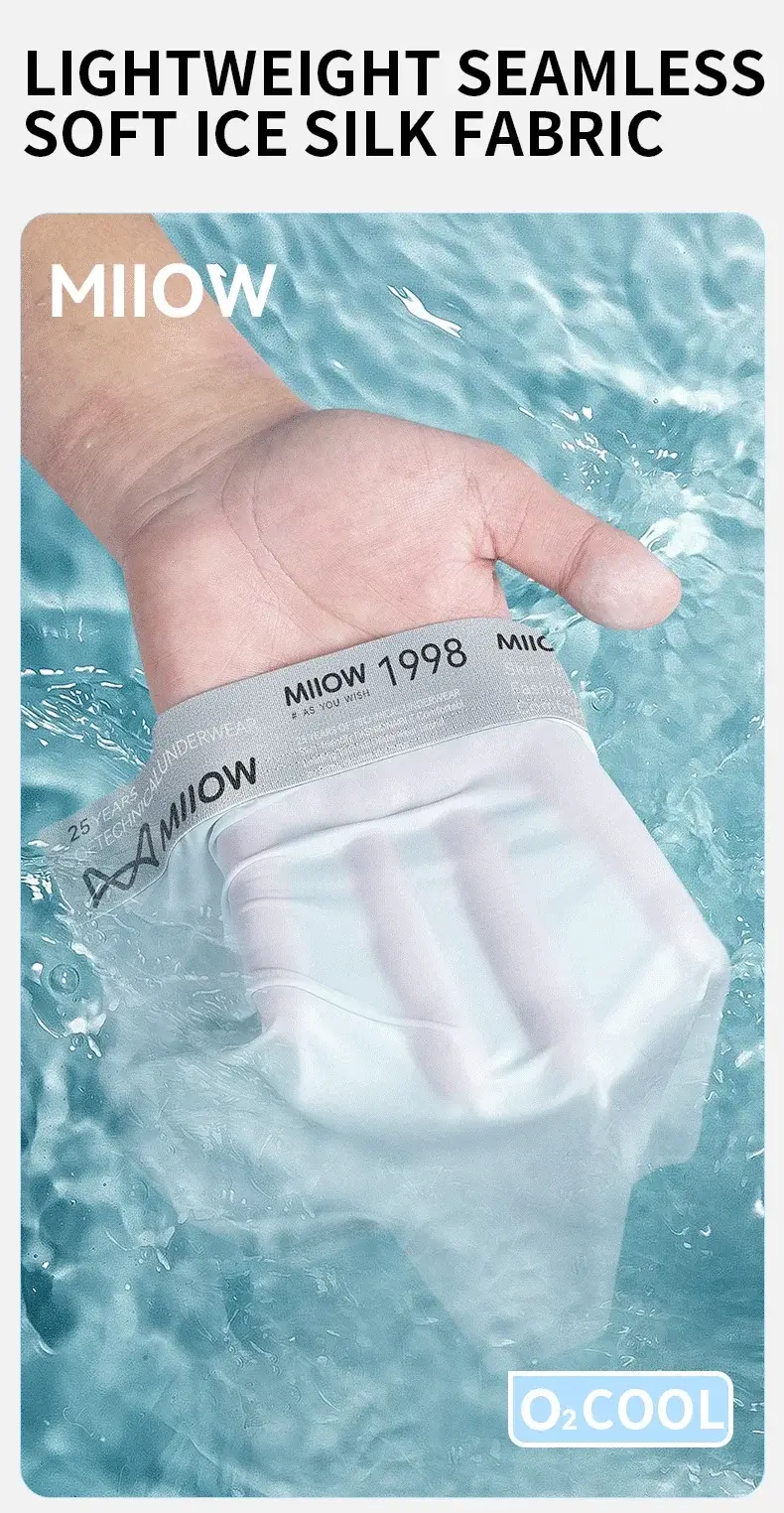 MiiOW 3Pcs Ice Silk Men Underwear Boxers Breathable Ultra-thin Mens Underpants Antibacterial Mens Panties Man Boxershorts Briefs — image 8