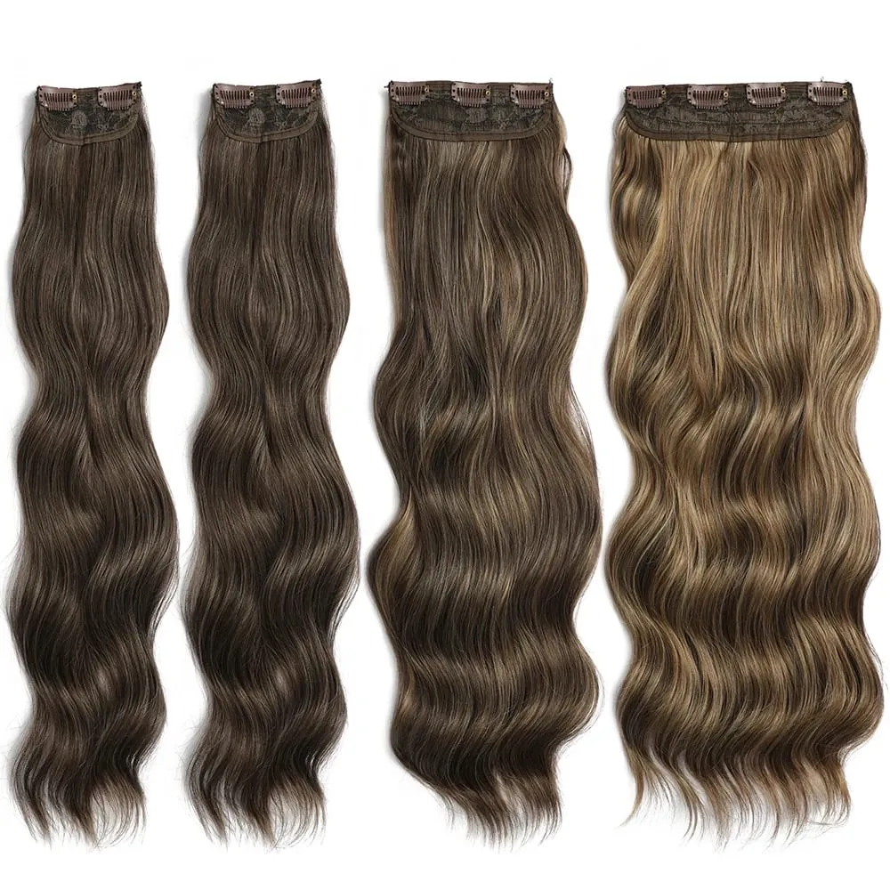 Water Wave Clip in Hair Extensions 22 inches 4 pcs/lot Soft Thick Natural Heat Resistant Fiber Clip in Synthetic Hair — image 7