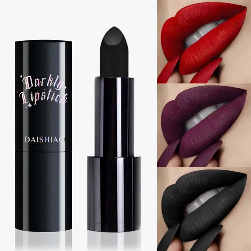 Rossetto Halloween Dark Night Rossetto opaco nero viola scuro impermeabile e di lunga durata Cosmetici per labbra — image 3