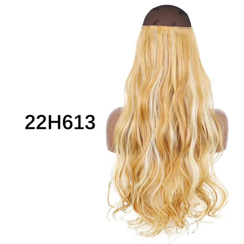 Synthetic No Clip Hair Extensions Natural 16 22 32" Long Wavy Invisible Wire One Piece False Hairpiece For Women