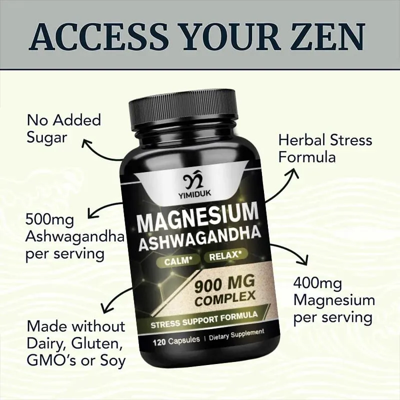 Magnesium + Ashwagandha Supplement with Magnesium Citrate Muscle Recovery Heart & Bone Health Calm & Relaxation — image 2