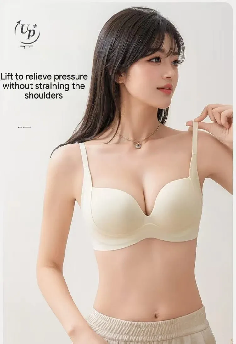 2025 Nahtloser Push-up-BH, kleine Brüste, raffend, vergrößernd, Anti-Durchhängen, dünnes Oberteil, dicke Unterseite, ohne Bügel, Dessous für Damen — image 4