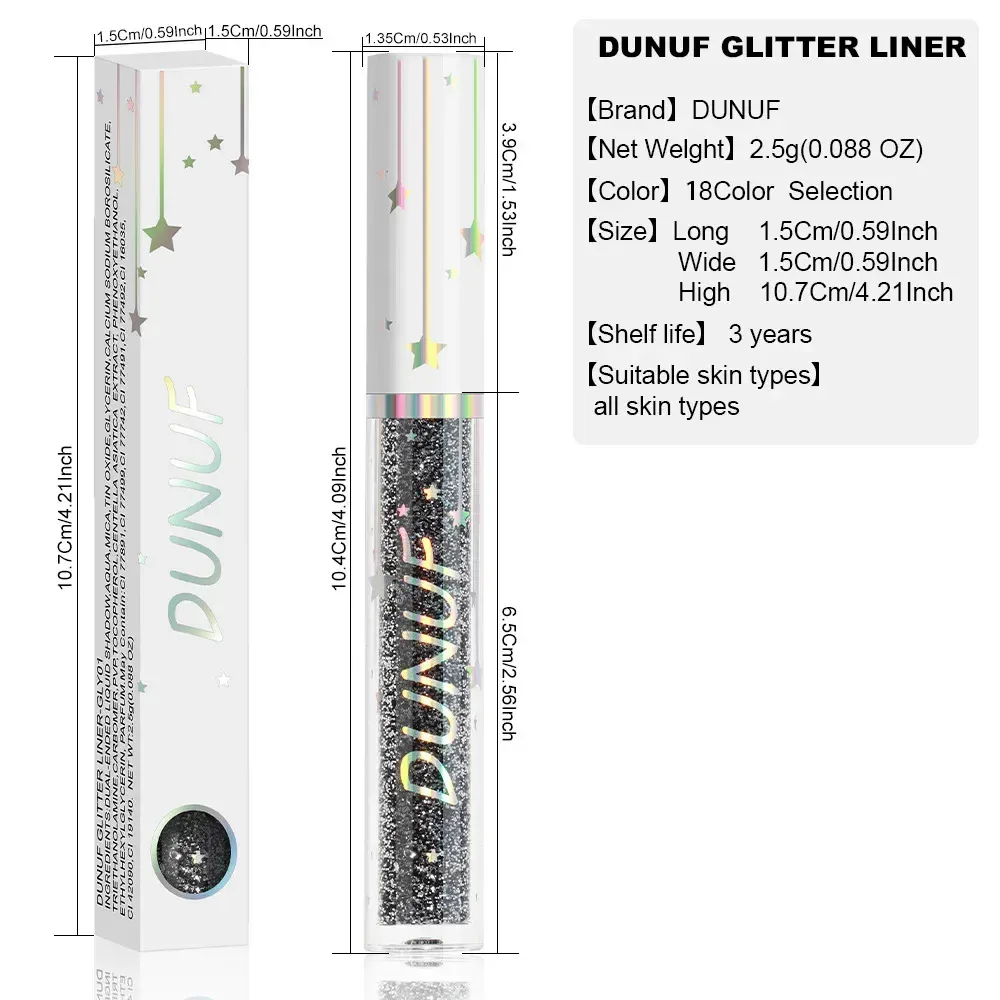 Shiny Liquid Eyeliner Pen Black Glitter Pigment Eye Liner Ultra-fine Quick-dry Waterproof Non-smudge Eyes Makeup Cosmetics