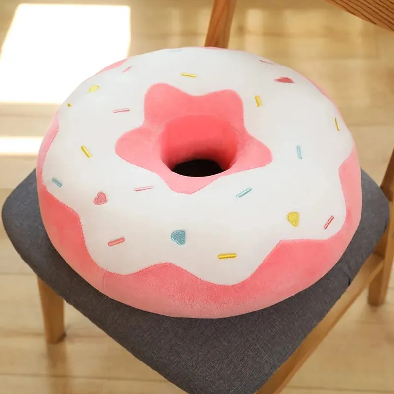 ZU 38cm Sweet Buns Donut Soft Toy Stuffed Cream Doughnut Plush Pillow Simulation Food Sofa Chair Cushion Kids Girl Gift
