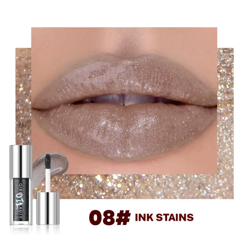 Qibest 8 Colors Moisturizing Diamond Shimmer Glitter Lip Gloss Makeup Sparkling Glitter Liquid Lipstick Pearl Lipgloss Tint — image 14