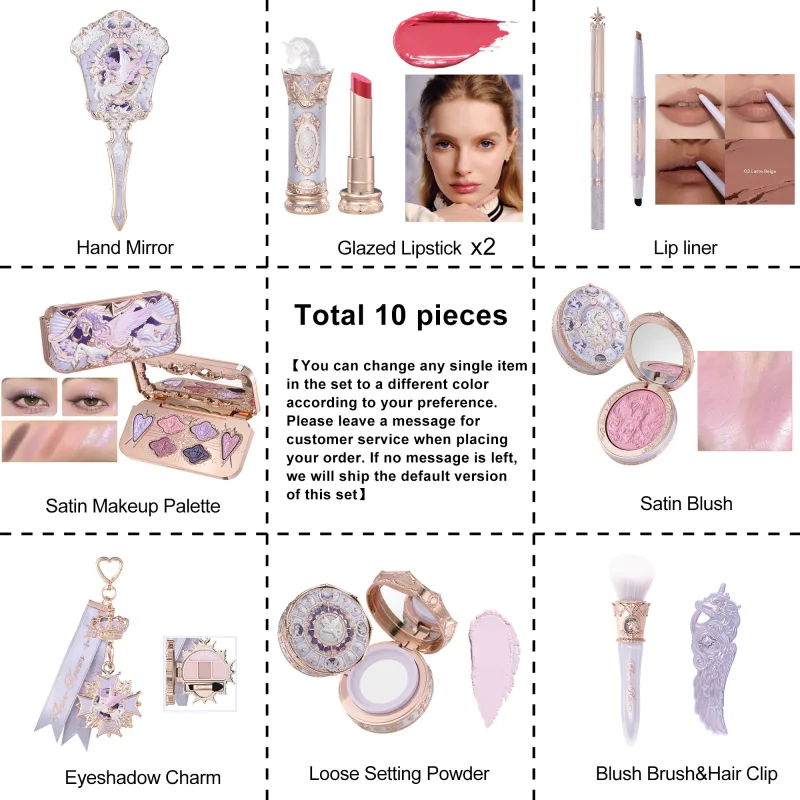 Flower Knows Knight Unicorn Makeup Set Eyeshadow Blush Lipstick Loose Powder Long Lasting Fantasy Princess Beauty Kit Cosmetics — image 2