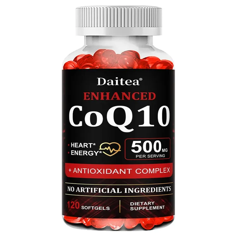 Vysoká absorpce CoQ10 500 MG - pro zdraví srdce a produkci energie - Vylepšené doplňky výživy CoQ10 s koenzymem Q10