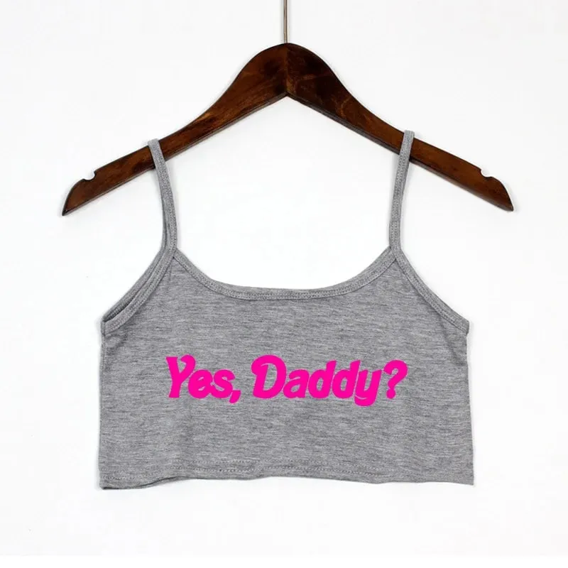 YES DADDY Pink Letters Print Summer Women's Crop Top Sexy Elastic Cotton Camis Sleeveless Short Tank Top Bar Tops Women — image 11