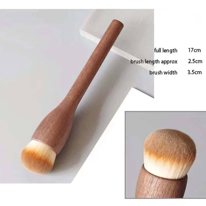 New Retro Wood Handle Makeup Brushes Super Soft Walnut Loose Powder Blush Foundation Contour Brush Cosmetic Makeup Tools