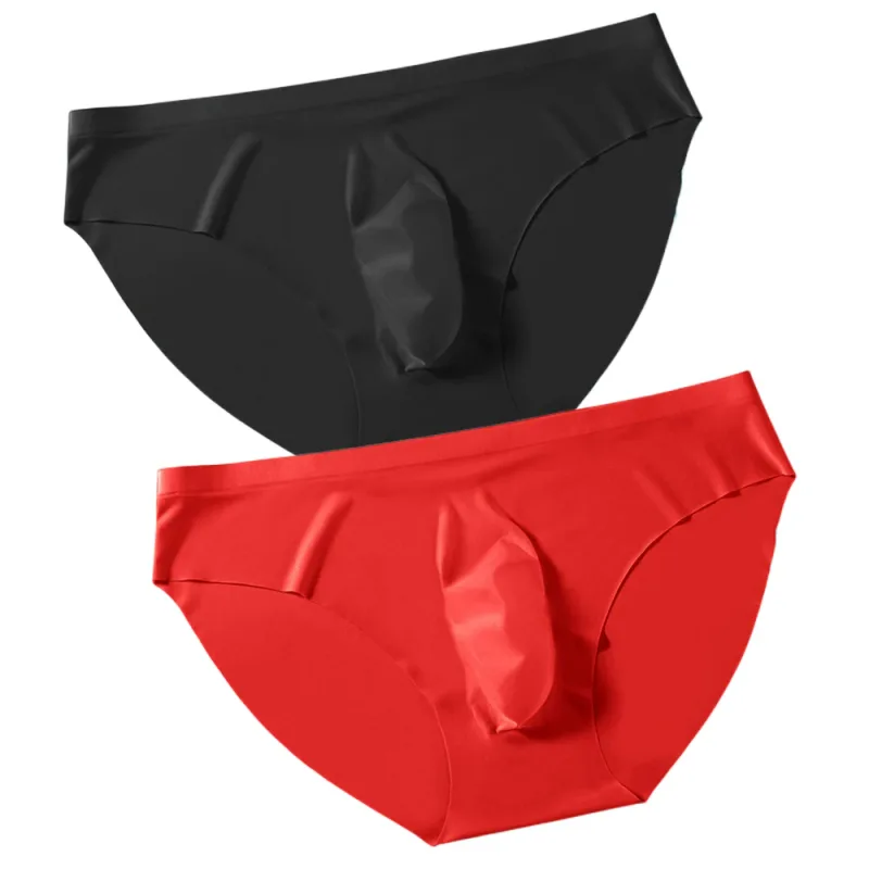2PCS Sexy Men Briefs Ultra Thin Ice Silk Underwear High Quality Breathable Underpants Summer Transparent Quick-dry Male Panties — image 29