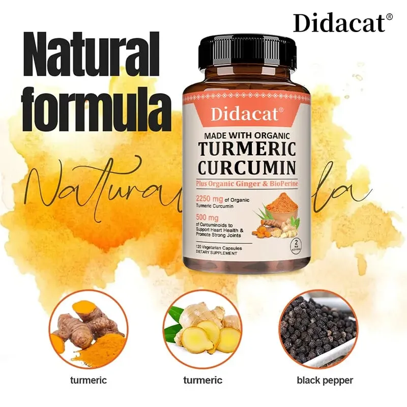 Organic Curcumin 2250 Mg + Bioperine Highly Absorbed Supports Cardiovascular and Joint Health — image 2