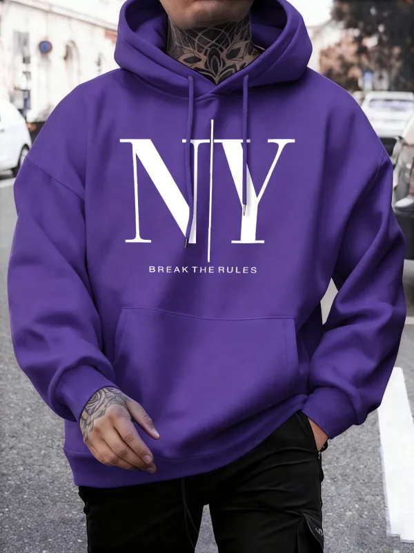 Infrangi le regole Sì No Stampe Felpe in pile autunnali Felpa con cappuccio da jogging morbida da uomo Street Comodi pullover Sport Abbigliamento sportivo allentato — image 10