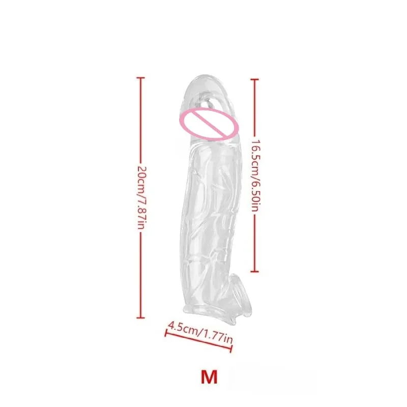 3 Size Reusable Penis Sleeve Soft Clear Cock Sleeve Penis Extender Adult Sex Toys for Men Women Durable Penis Enlarger Male — image 7