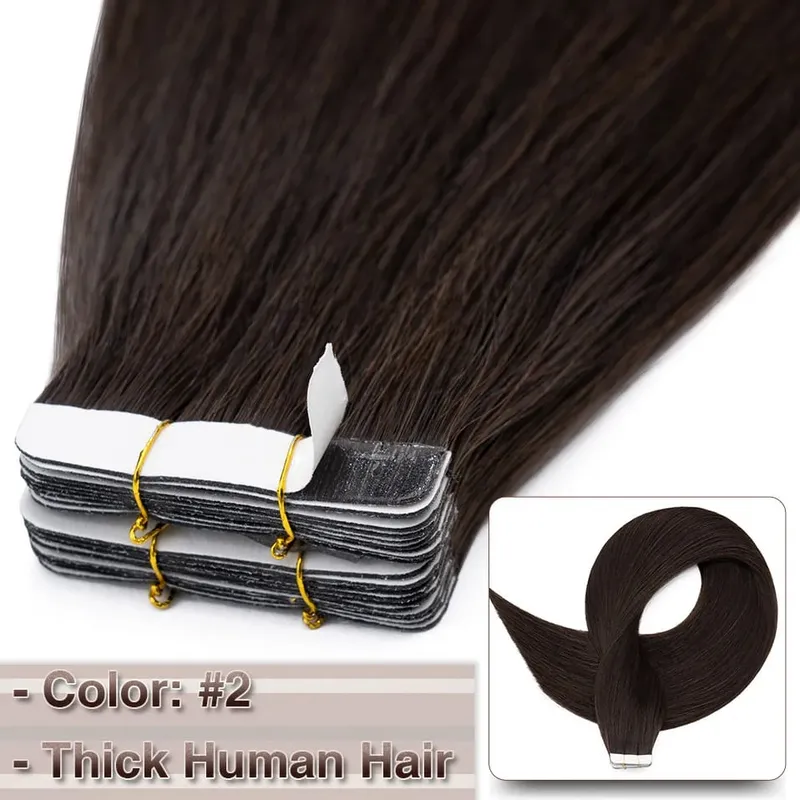 S-noilite 2.5g/pc Thick Tape In Human Hair Natural Hair Extensions Adhesive Seamless Invisible US Double Sides Replacement Tape