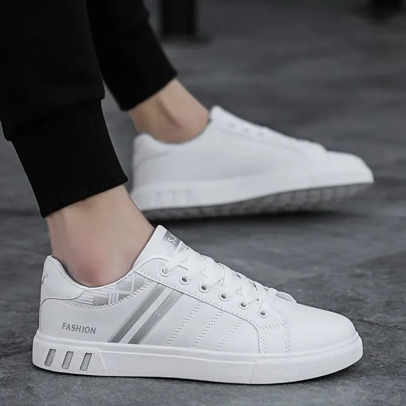 White Vulcanized Sneakers Men's Flats Comfortable Shoes Lace up Zapatillas Hombre Autumn Spring Fashion Sneakers Drop Shipping — image 4