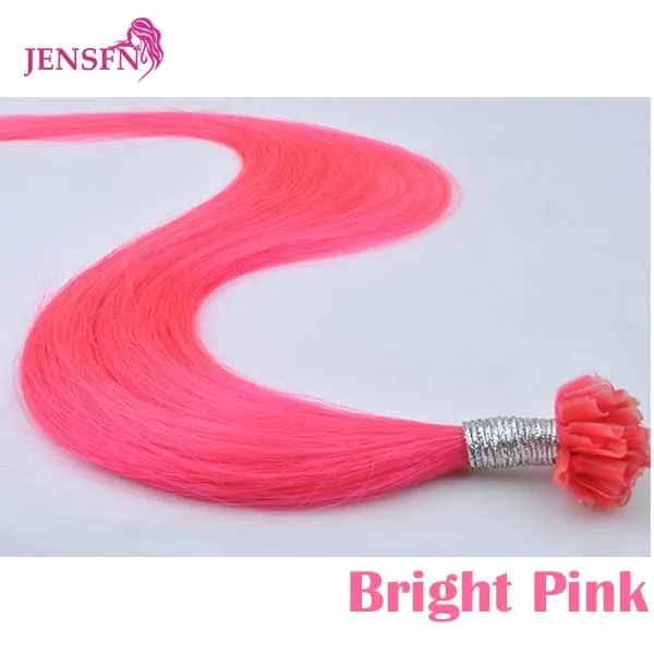 Color Straight Fusion Nail U Tip Human Hair Extensions Keratin 0.5g/Strand 20" Inch For Salon For Women A Variety of Color — image 17
