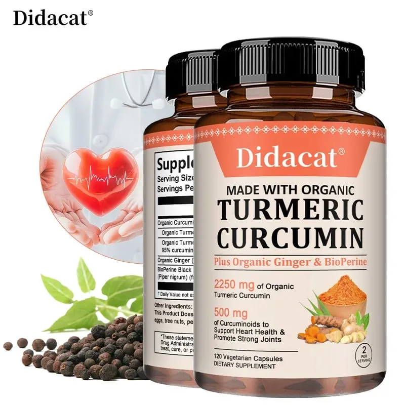 Organic Curcumin 2250 Mg + Bioperine Highly Absorbed Supports Cardiovascular and Joint Health — image 1