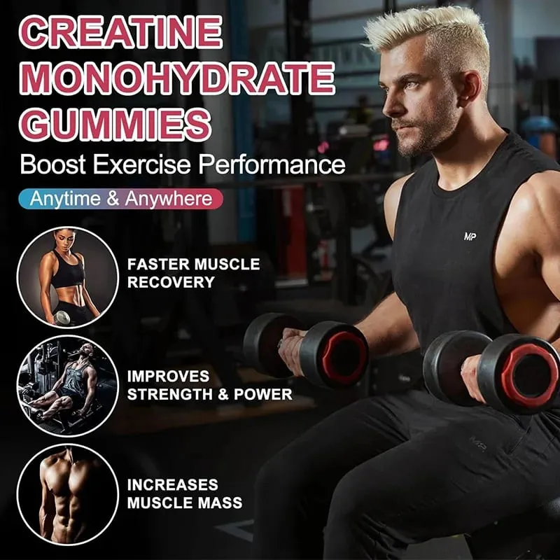 Kexinsh Creatine Monohydrate Gummies 6000mg Sugar Free Chewable Creatine for Muscle Strength Muscle Builder Energy Boost — image 3