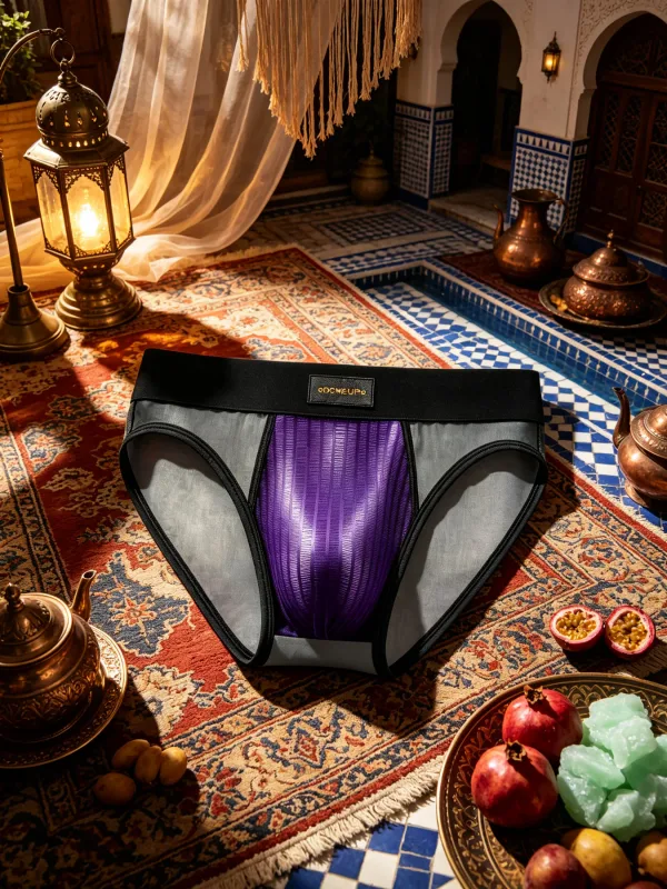 Herren Slips Patchwork Sheer Mesh Vertikale Streifen Glanz Beutel Niedrige Taille Breiten Elastischen Bund Atmungsaktive Männliche Unterwäsche DP923 — image 21
