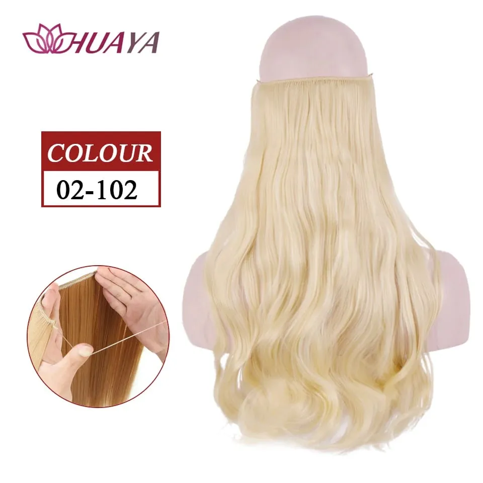 Synthetic Long Straight Invisible Wire No Clips In Hair Extensions Fake Hair Pieces Secret Fish Line Hairpieces For Women — image 25