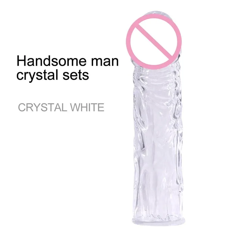 Penis Extender Cock Rings Delay Ejaculation Reusable Penis Condoms Dick Sleeve Silicone Glans Vagina Massager Sex Toys For Men