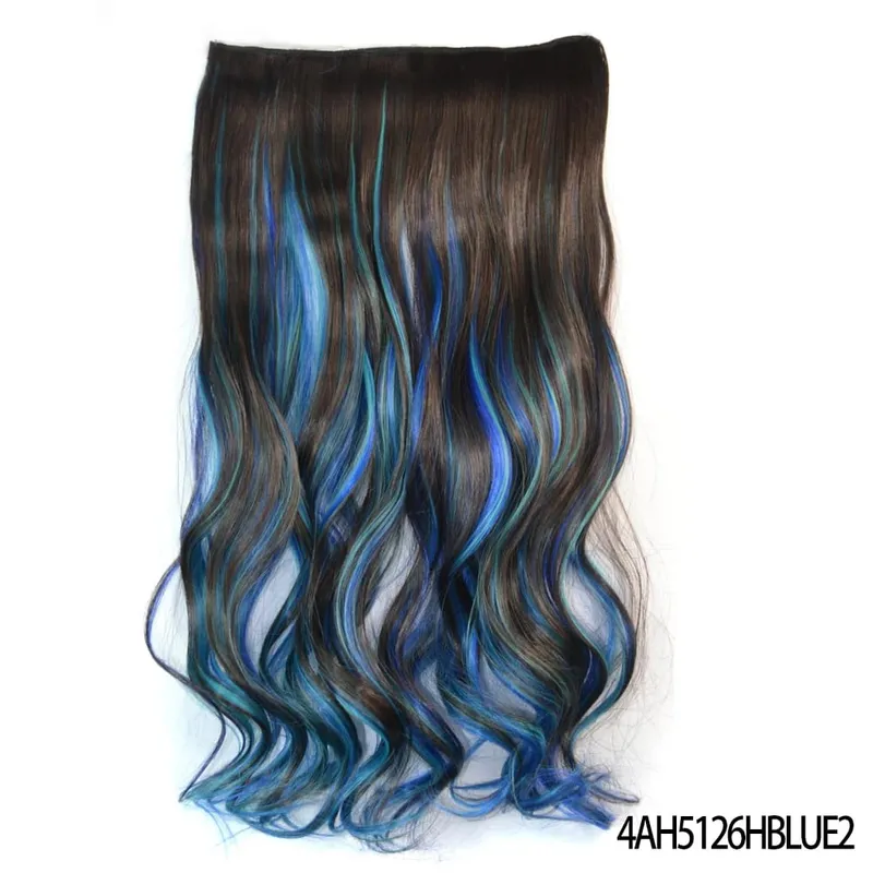 Long Straight Curly One Piece 5clips Clip-in Extensions 22Inch Heat Resistant Hairstyles Colour Mix Blonde Hair Piece For Women