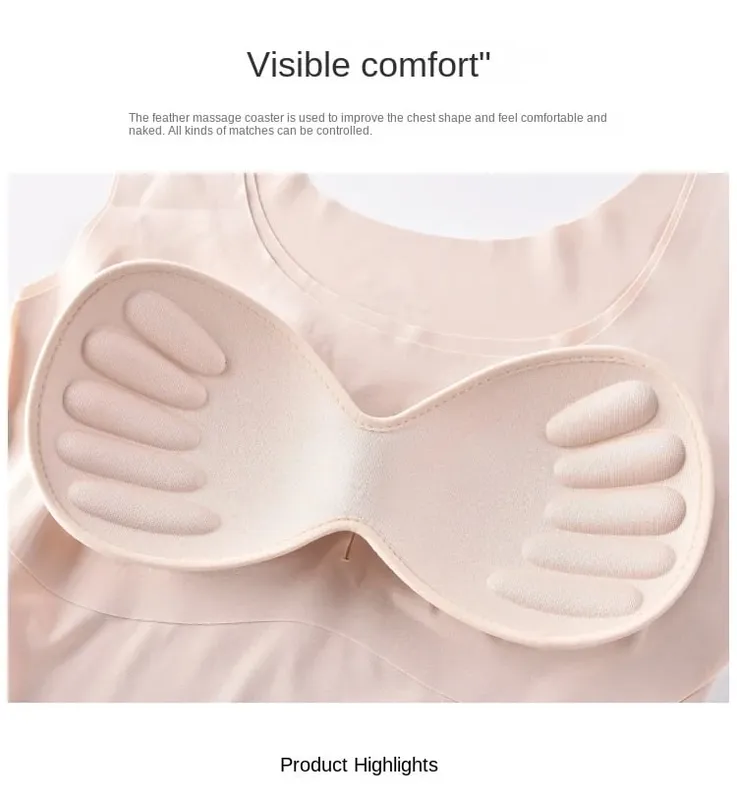 Ice Silk Tank Top Wireless Padded Lingerie Push Up Seamless Padded Vest Crop Top Tee Camisole Feminino Sleep Cami Soutien Gorge — image 7