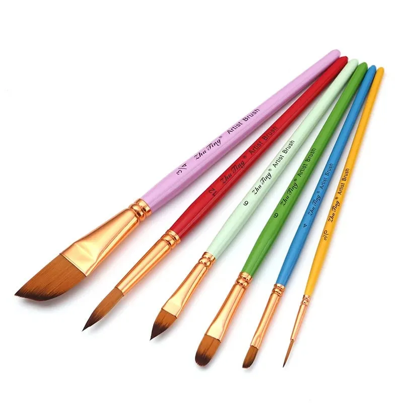6 Pcs Professional Multi-functional Face Body Paint Brushes Set Artist Watercolor Painting Tool Makeup Brush