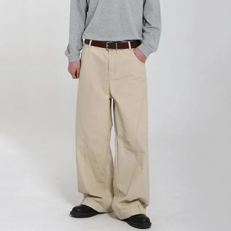 Korean Style Men's Jeans Casual Solid Color Washed Simple All-match Trousers Cleanfit Wide Leg Loose Male Jeans New 9W4253 — image 3