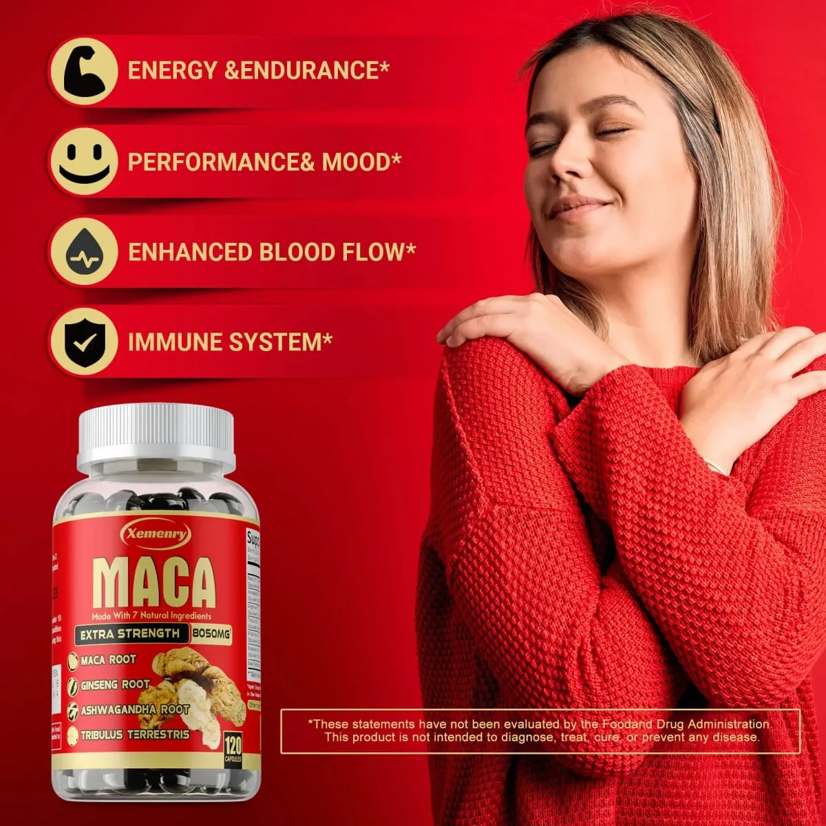 Maca Root Capsules - with Ginseng & Ashwagandha to Support Energy Endurance and Performance Muscle Mass Improve — image 5