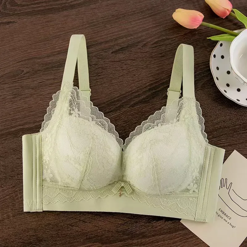Bra Push-Up Tebal Renda Seksi untuk Payudara Kecil Anti-Kendur Boleh Laras Selesa Tanpa Wayar Pakaian Dalam — image 10