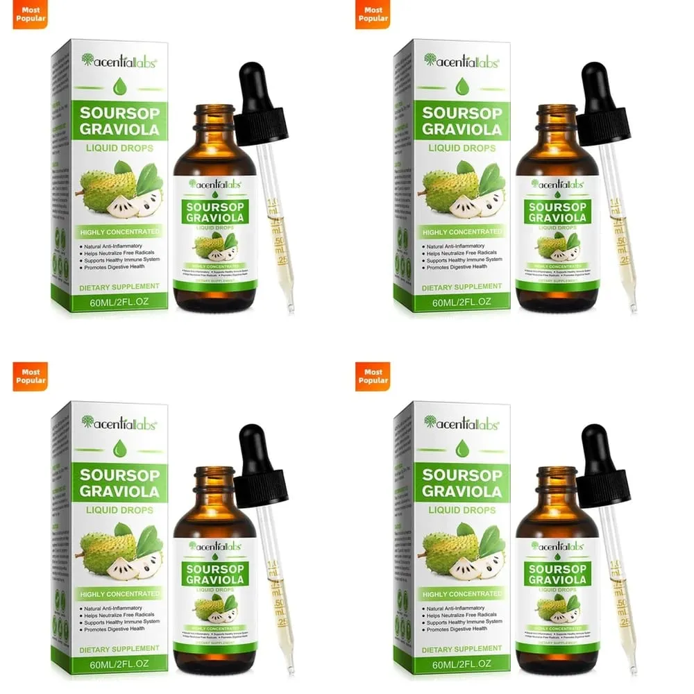 AcentiLabs Soursop Graviola Liquid Drops Vitamin C unterstützt die Verdauungsgesundheit, das Immunsystem und die Abwehr freier Radikale, 60 ml für Erwachsene — image 11