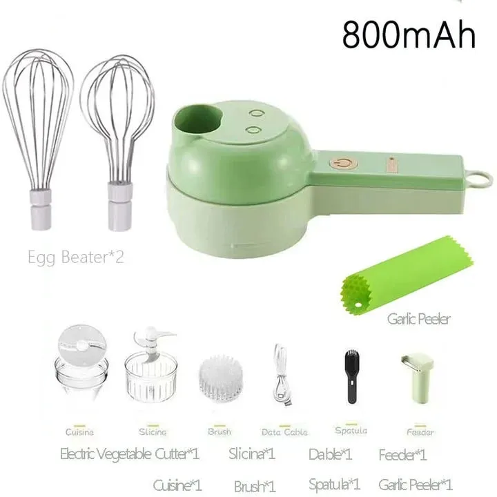 4 in 1 Handheld Electric Vegetable Cutter Wireless Food Processor Vegetable Slicer Set Pepper Garlic Mash Minced Cooking Gadgets — image 12