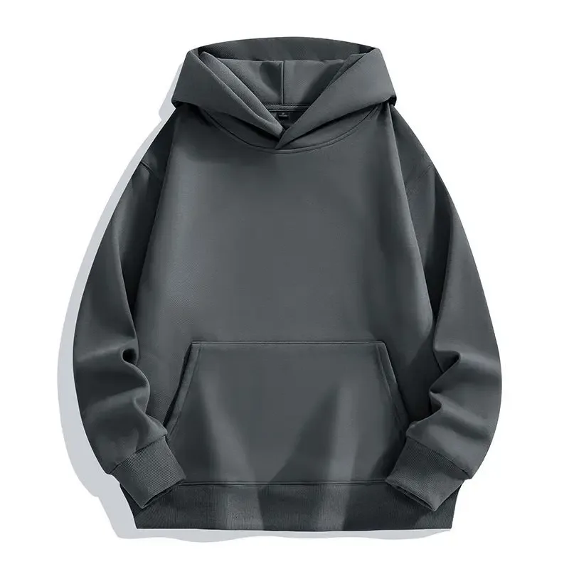 480GSM Winter Men's 100% Cotton Oversized Hoodies No String Casual Streetwear Sporty Hooded Sweatshirts Heavy Fleece Pullovers