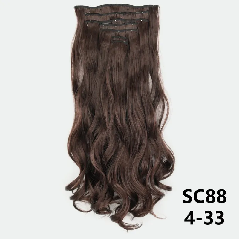 Long Straight Synthetic 16 Clips In Hair Extensions 7Pcs/Set High Temperature Fiber Black Brown Blonde Hairpiece For Women — image 27