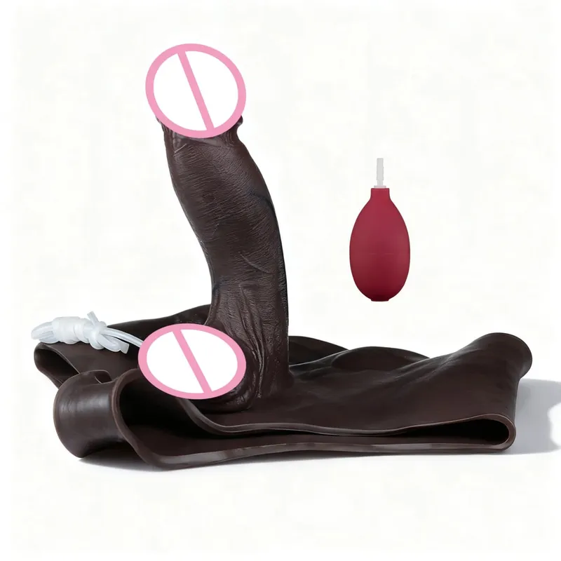 Sort nøgen strop stor realistisk udløsning dildo silikone sprøjtende trusser med simuleret solid penis sexlegetøj til kvinder