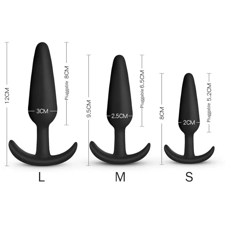 100% Safe Silicone Dildo Anal Plugs Butt Plug Unisex Sexy Stopper 3 Different Size Adult Sex Toys for Men/Women Trainer Massager — image 2