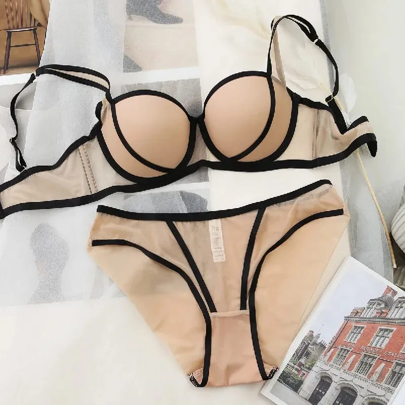 2026 New 5 Contrast Color Half Cup Thicken Push Up Lingerie Sets For Women Sexy Underwear Big Size 75-85 BCD Fashion Bra Panties — image 11