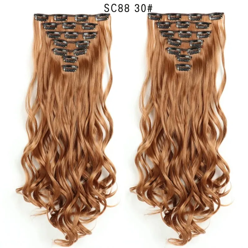 24Inch Synthetic Long Straight Hair Extensions 7pcs/Set 16 Clips in High Tempreture Fiber Synthetic Red Black Brown Hair Piece — image 90