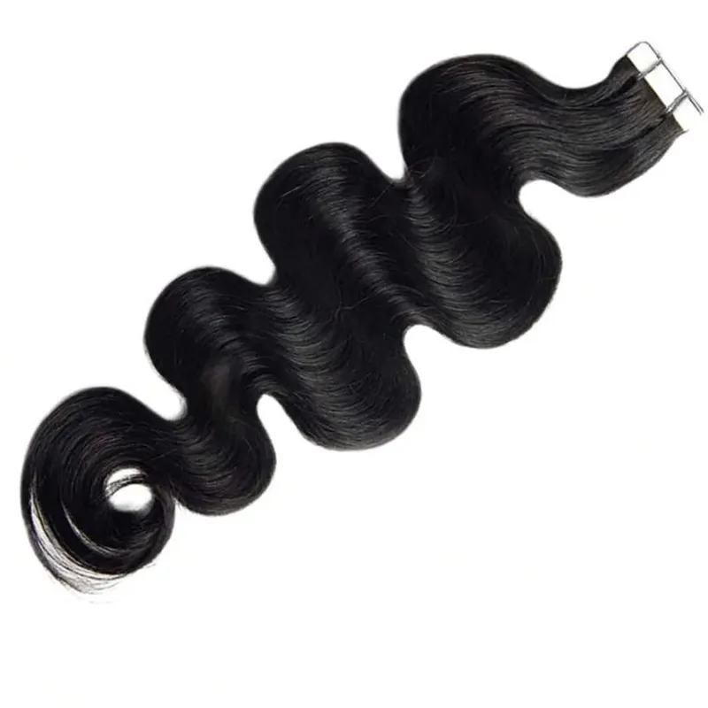 Tape Ins Body Wave Natural Black Human Hair Wavy Tape In Extensions Brazilian Remy Hair Tape In Human Hair Extension 20 40 60Pcs