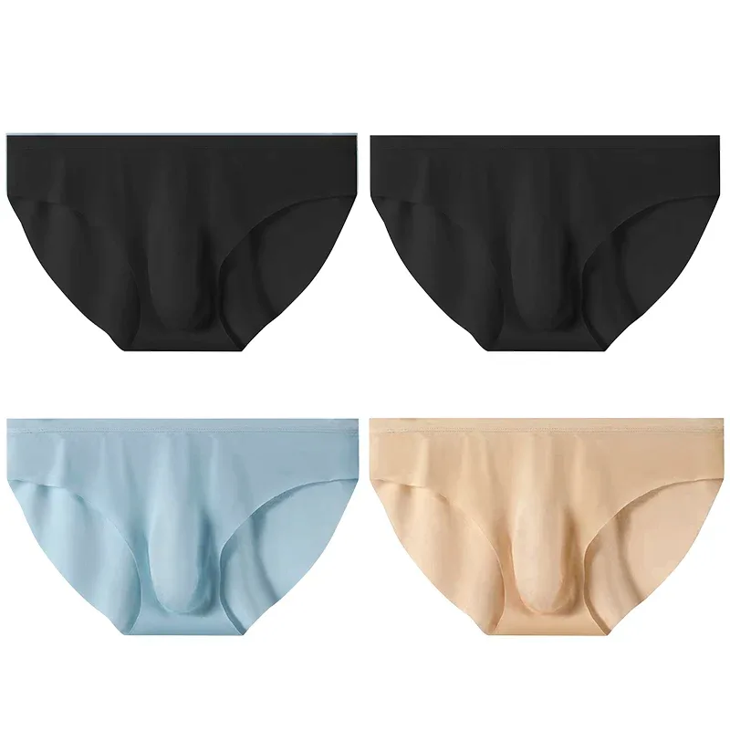Slips d'été en soie glacée pour hommes, 4 pièces, transparents, sans couture, Sexy, séchage rapide, sous-vêtements respirants, culottes Ultra-fines — image 21