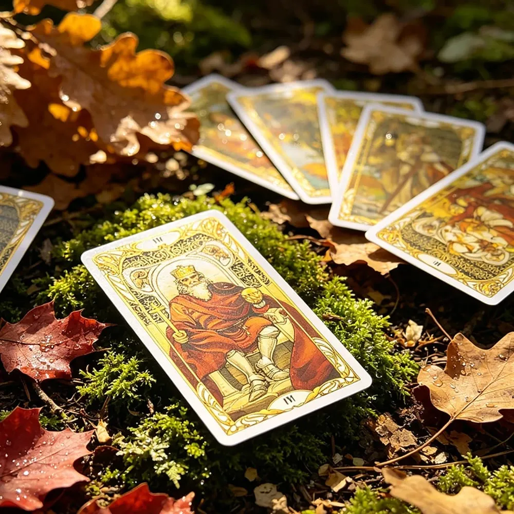 Golden Art Nouveau Tarot 78‑Card Deck Art Nouveau Vintage Style Tarot Cards Divination Fortune‑Telling Board Games Card Game — image 5