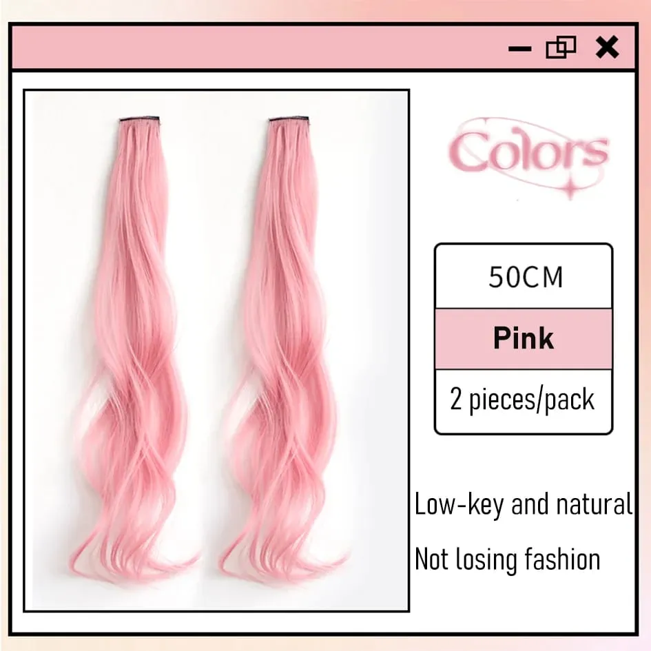 Sintético 2 peças/set 50cm colorido extensões de cabelo encaracolado onda de água rosa/azul/roxo halloween/peruca de natal — image 18
