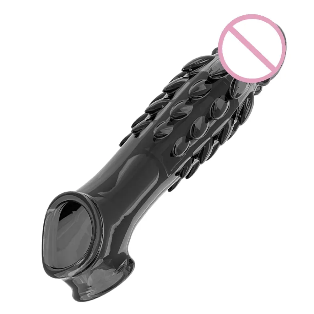 Reusable Cock Ring Vibrator Delay Condom Penis Sleeve Extension Extend Dildo Adult Anal Plug Sex Toys For Men For Women Sex Toys — image 1