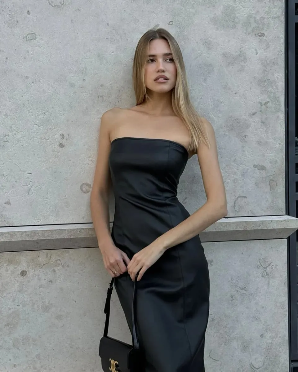 Seksowne sukienki bez ramiączek ze skóry PU kobiety z rozcięciem, bez rękawów, z odkrytymi plecami, pakiet bioder, sukienka 2025 wiosna jesień Party Vestidos
