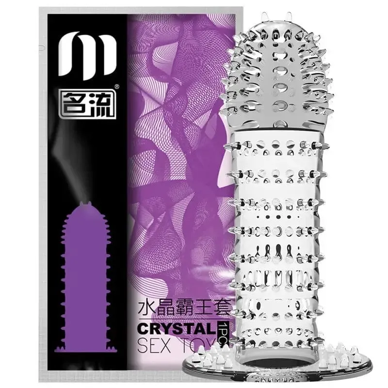 Big Spikes Penis Cock Ring Sheath Reusable Penis Sleeve Ejaculation Time Delay Ribbed Stimulate Penis Sleeve Sex Toys for Male