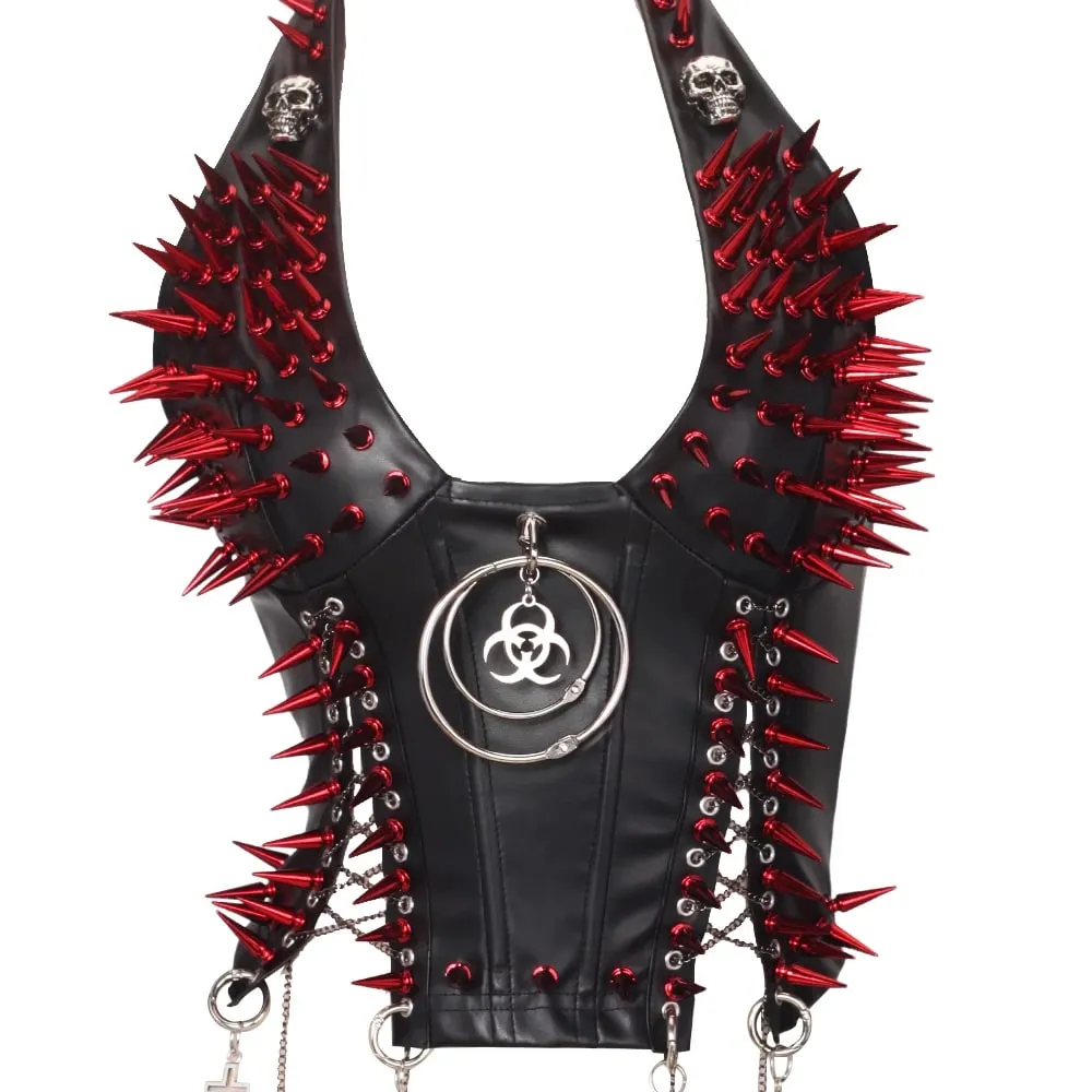 Goth Top Y2K Clothes Women's Tanks Emo Clothing Gothic Boho Tops with Spikes Punk Rock Teens Festival Spiked Bra Grunge T Shirt — image 19