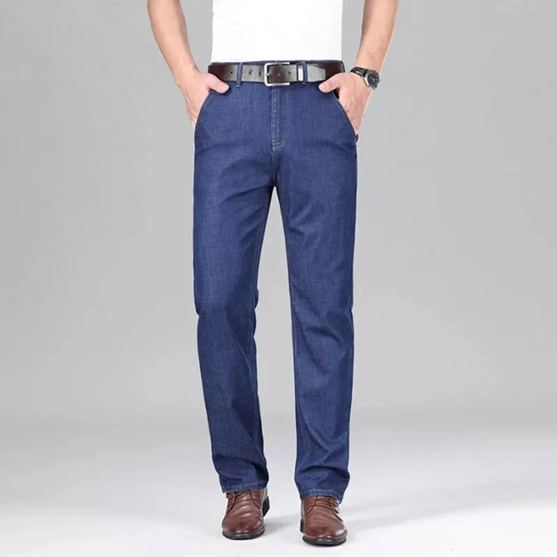 New Lyocell Fabric Jeans Men Summer Thin Business Straight Leg Loose Trousers Men's Casual Long Pants Large Size — image 11